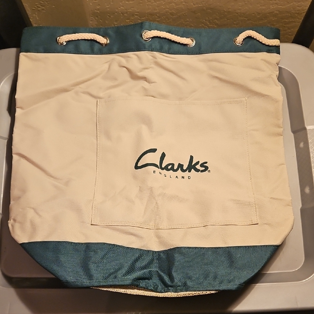 Clarks Canvas Beach/Duffle Tote in Cream and Teal Accent